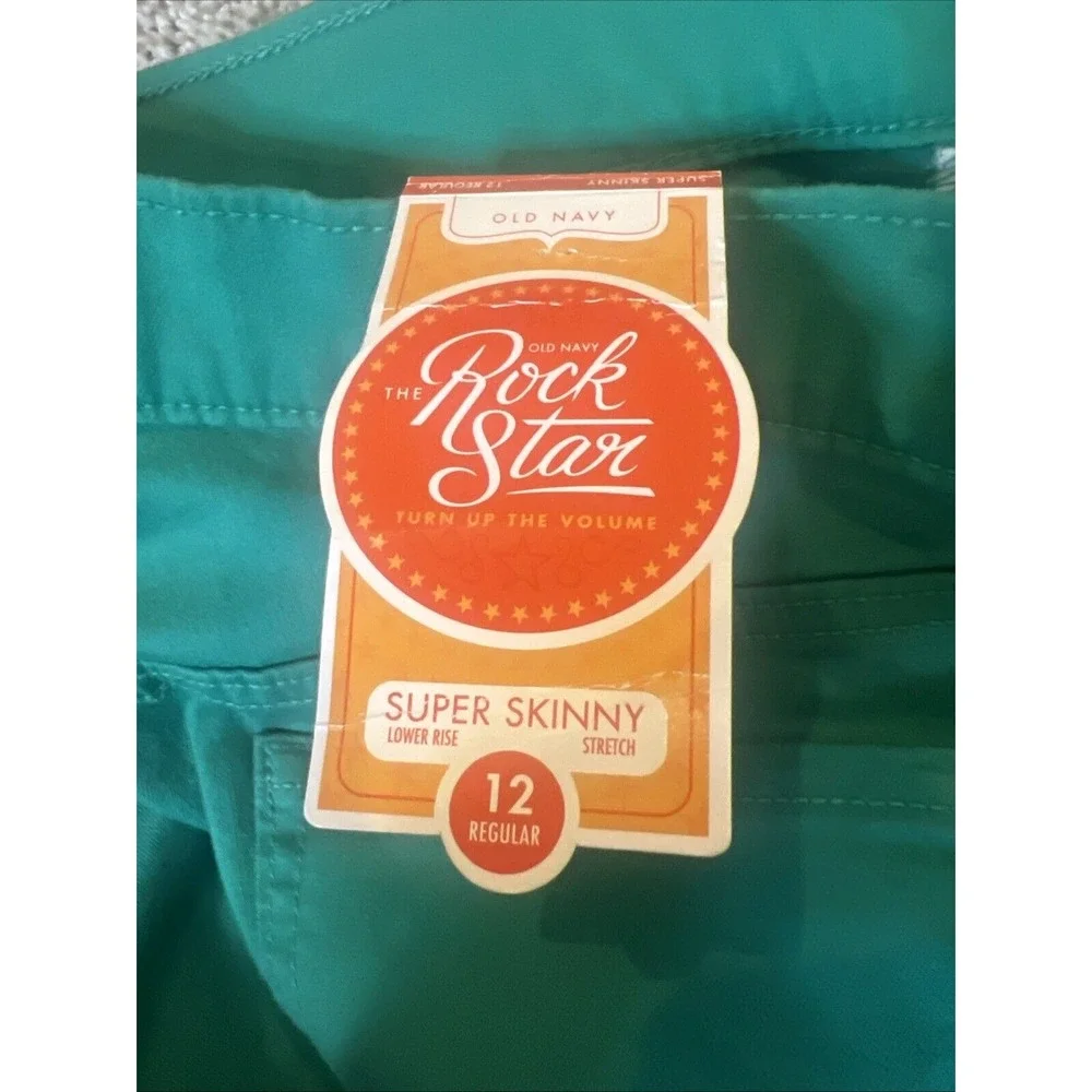 Old Navy Rockstar 12 Youth Super Skinny Lower Rise Stretch Green Jeans‎ Girls